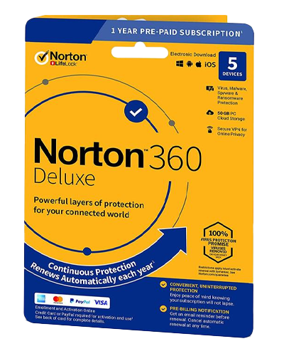 Norton 360 Deluxe | 5 Eszköz | 1 Év | 50 Gb Cloud Storage | EU | NON SUB