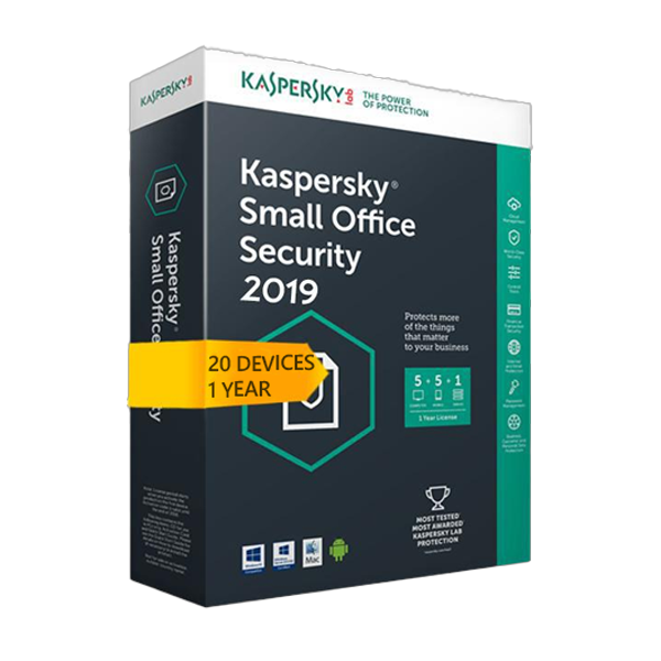 Kaspersky Small Office Security v8 for 20 desktop, 20 mobile, 2 server 1 Év